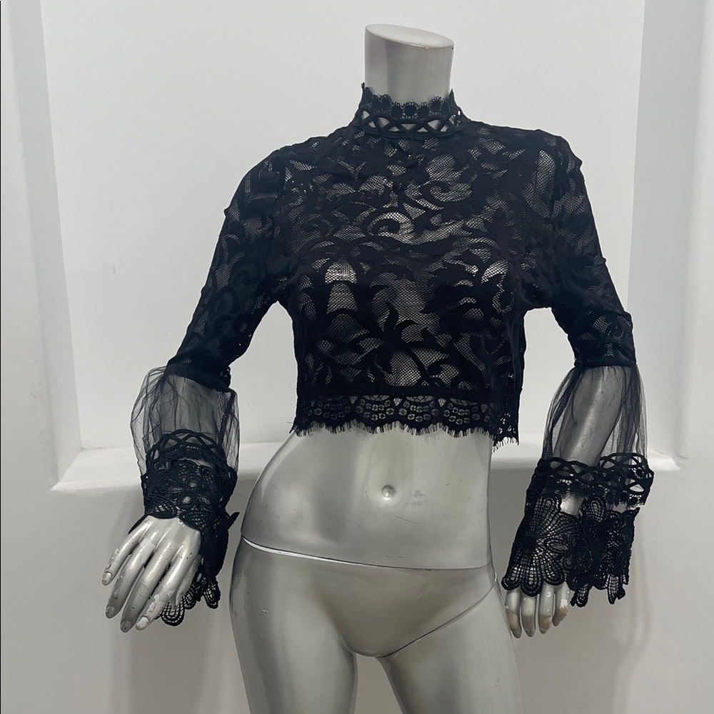 Monaco Black Lace Blouse - Picture 3 of 10